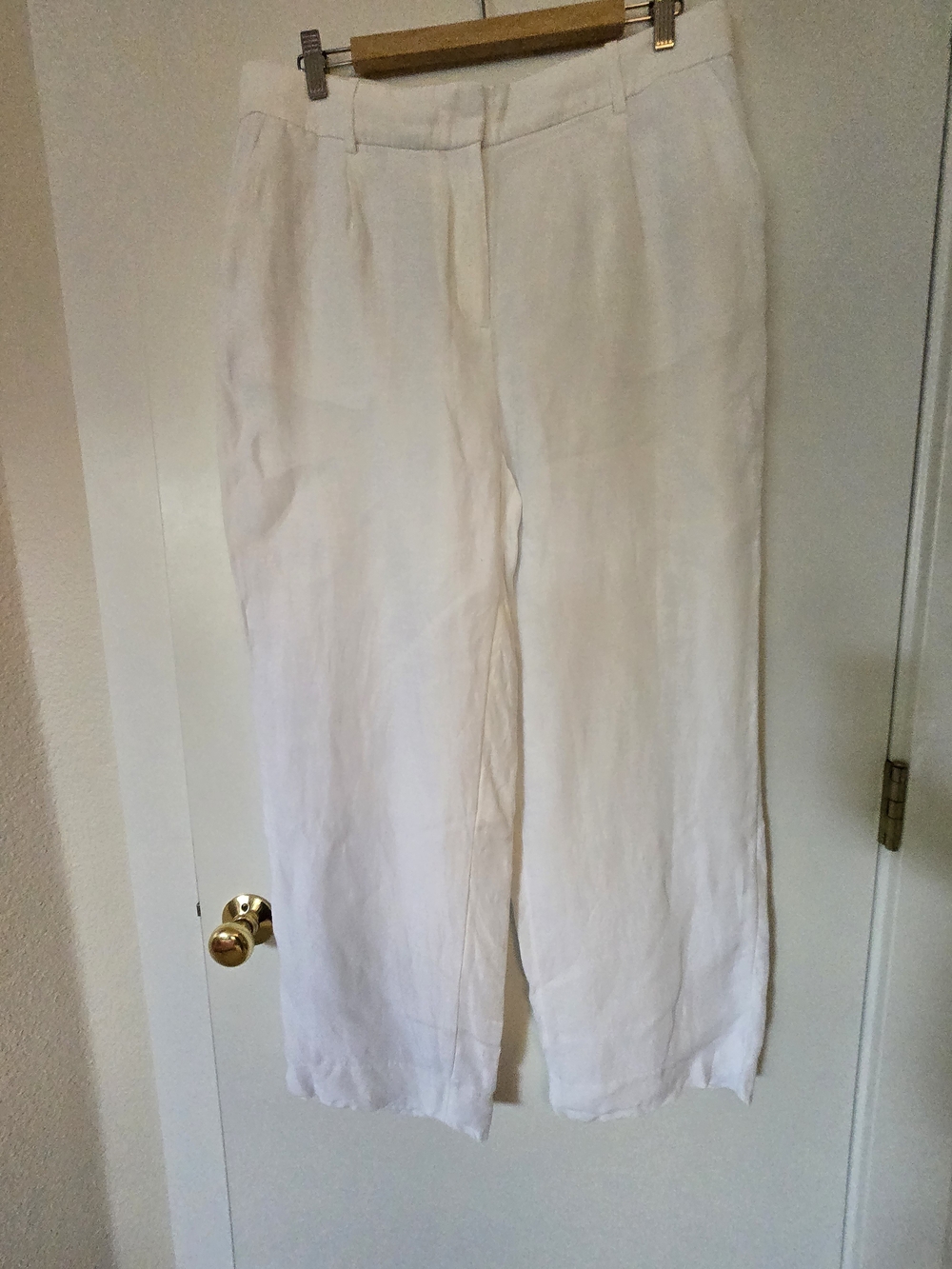 J.Crew White Linen-Blend Wide Leg Pants